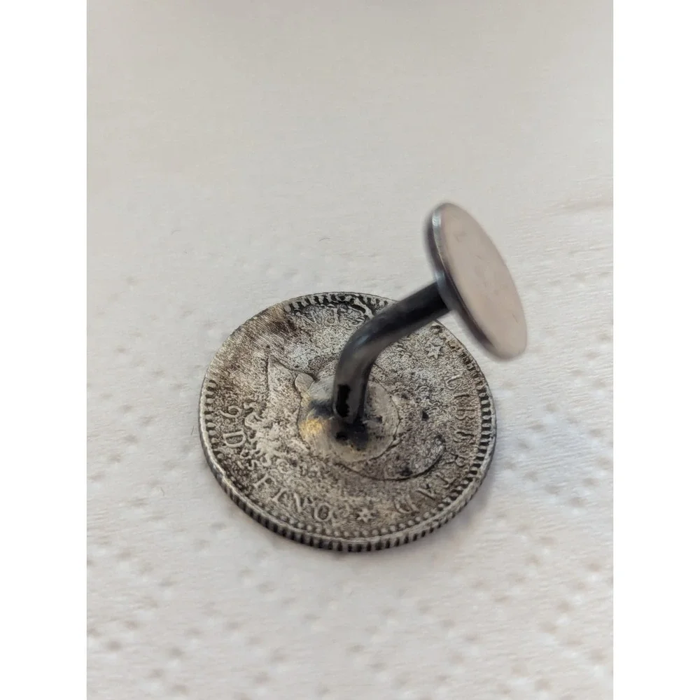 Pair Silver 1883 10 Centavos Cluff Links - .900‎ Silver Coins